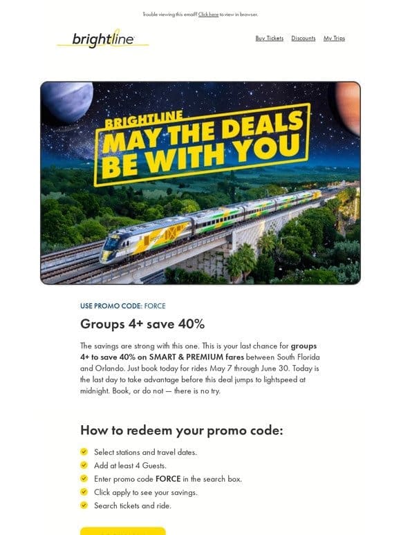 May the Fourth may be over， but this deal lives on.