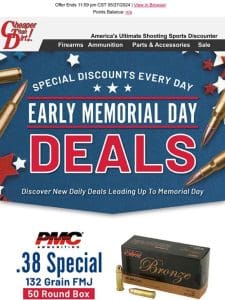 Memorial Day Deals Continue With Price Drops on Guns & Ammo