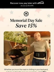 Memorial Day Flash Sale: 15% off