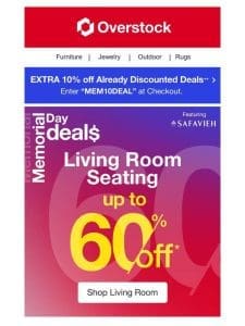 Memorial Day Means Up to 60% off Living Room Deals!