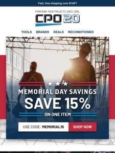 Memorial Day Sale: 15% Off Combo Kits， Saws & More!