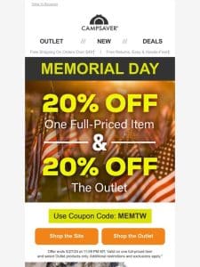 Memorial Day Sale! Get 20% OFF