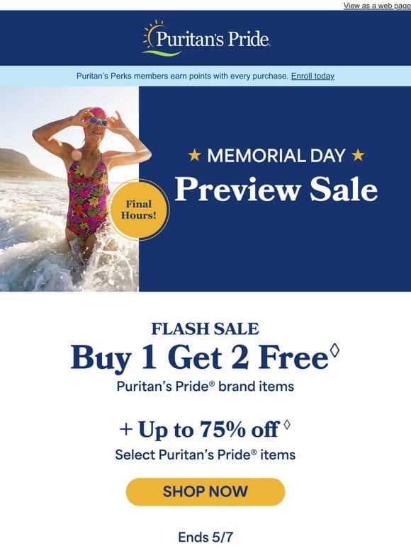 Memorial Day Sale Preview Closes Tonight