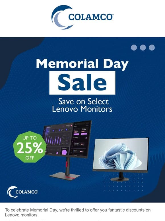 Memorial Day Sale: Save Big on Lenovo Monitors!