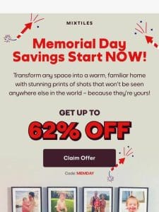 Memorial Day Sale Starts Now