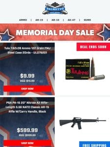 Memorial Day Weekend Deals Continue! | Tula 7.62×39 FMJ 122gr Steel Cased $9.99/Box Ends Soon!