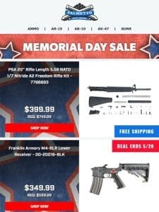 Memorial Day Weekend Deals Start Now! | Franklin Armory M4-BLR Lowers w/ Binary Trigger $349.99!