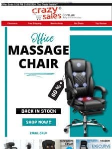 Midweek Magic: Office Massage Chairs   are Back in Stock at Crazysales!*