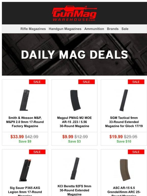 Monday Magazine Deals! | Smith & Wesson M&P9 2.0 9mm 17rd Mag for $34