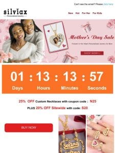 Mother’s Day Sale: 25% discount on thousands of custom necklaces!