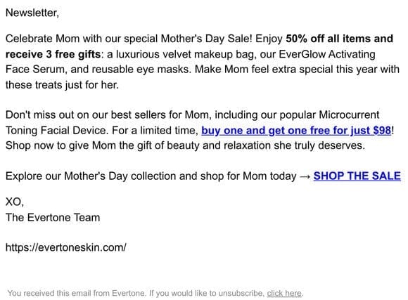 ? Mother’s Day Sale: 50% Off + Free Gifts Inside!