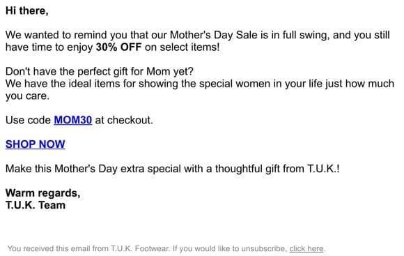 Mother’s Day Sale Ends Soon…