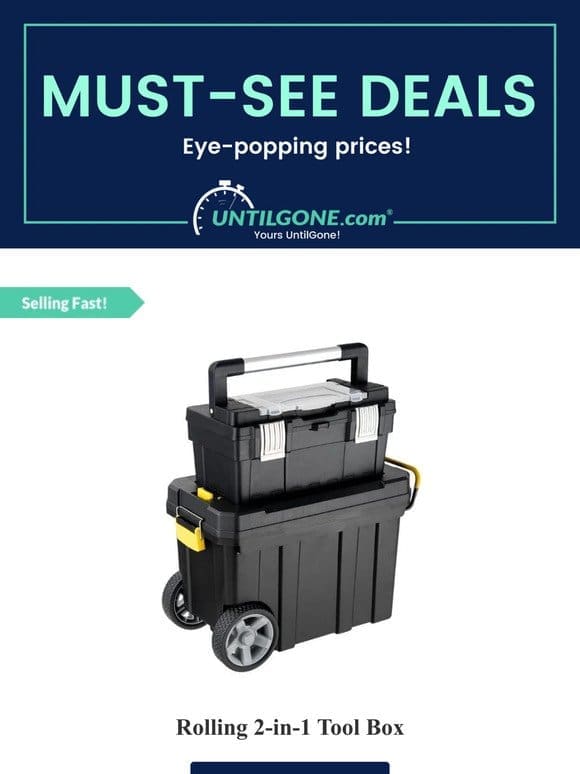 Must-See Deals – 67% OFF Rolling 2-in-1 Tool Box