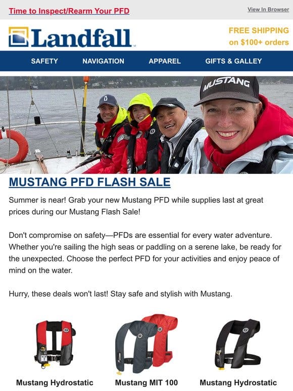 Mustang PFD Flash Sale @Landfall