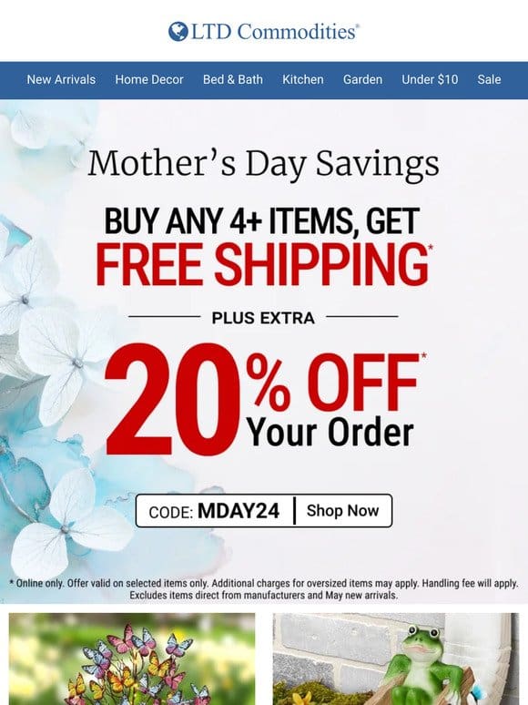 NEW DEAL: Buy Any 4+ Items， Get 20% Off + Free Shipping