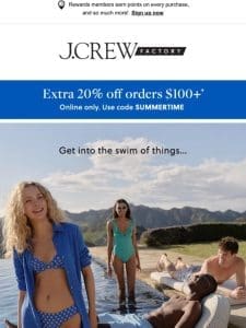 NEW swimwear: 40% off + EXTRA 20% off your order