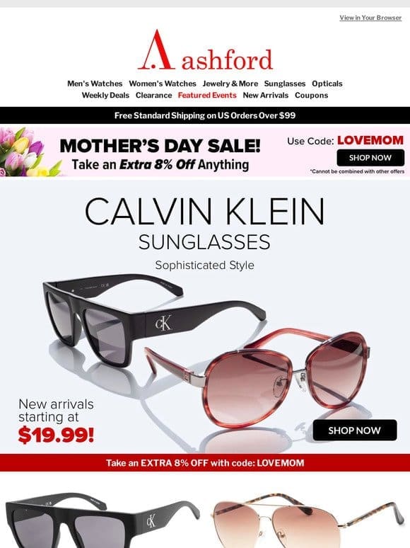 New Calvin Klein Shades From Just $19.99!