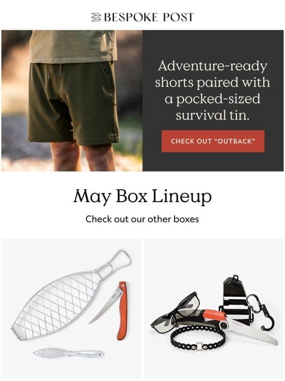 New May Box: Adventure-Ready Shorts & Survival Tin