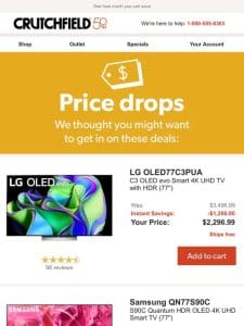 New price on the LG OLEDC3PUA， more