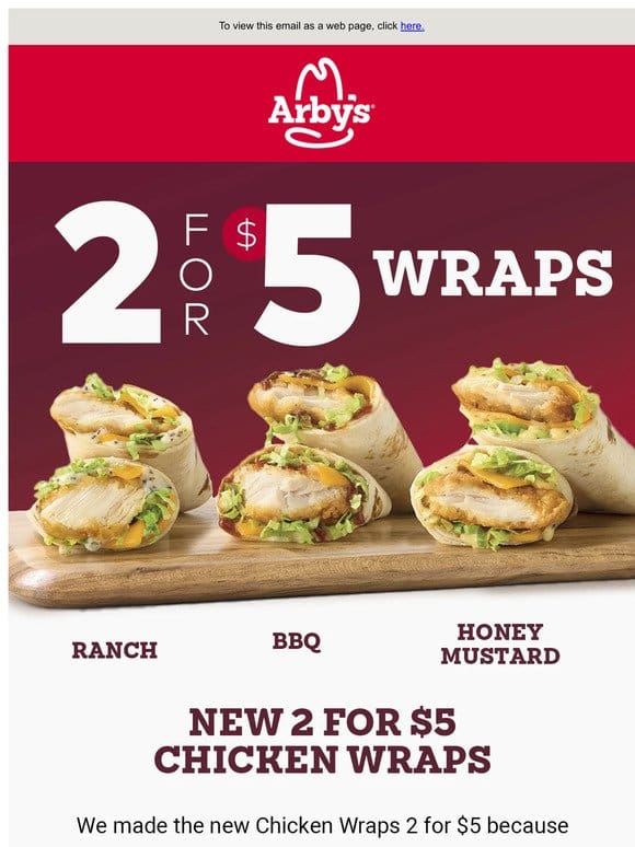 New snackable Chicken Wraps at Arby’s