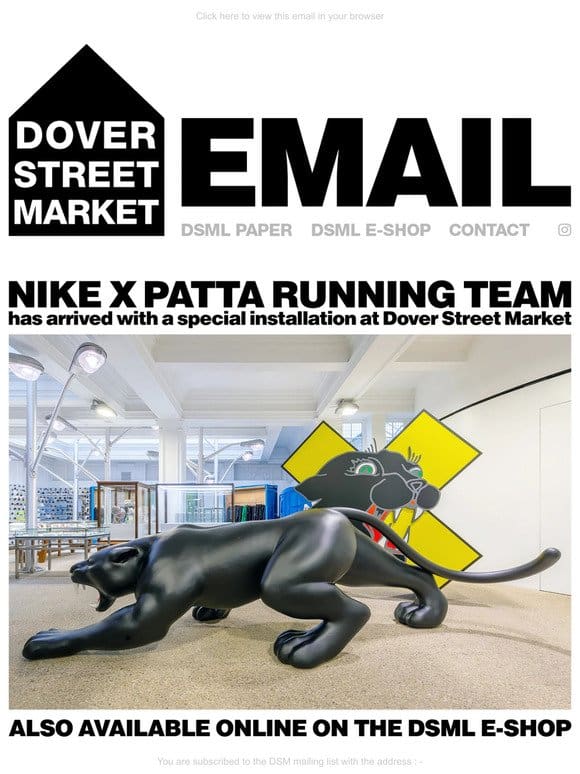 Nike x Patta Running Team has arrived with a special installation at Dover Street Market