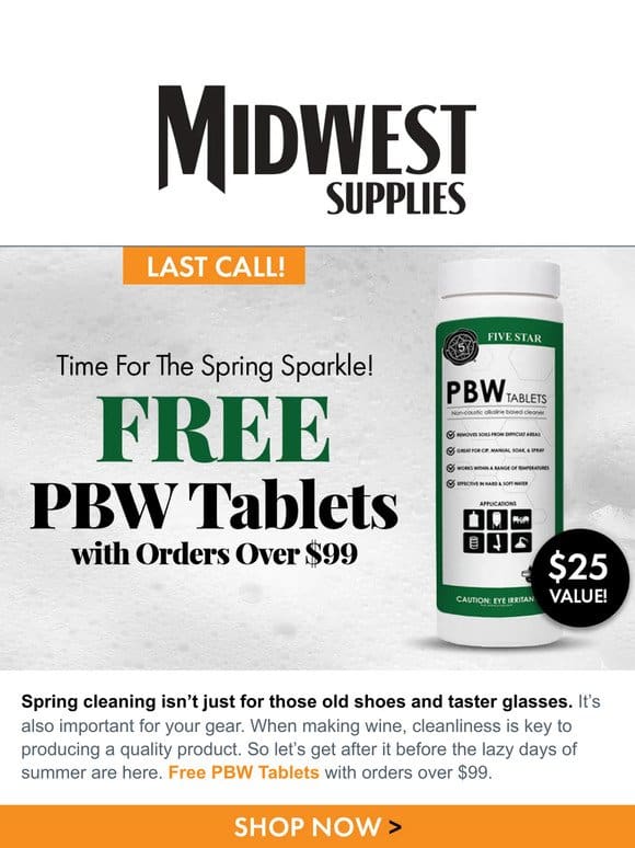 No Time To Clean? Get Free PBW Tablets!