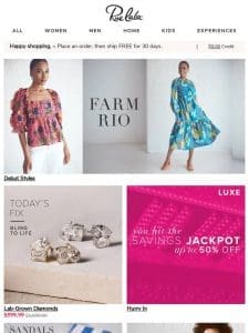 OMG!!! New FARM Rio • Up to 50% Off Luxe Savings Jackpot