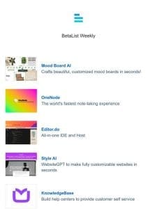 OneNode， Mood Board AI， Style AI， KnowledgeBase， PocketPlan， and more
