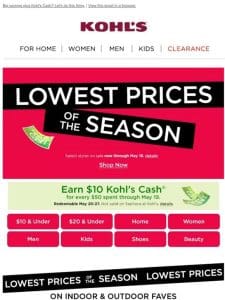 Our Lowest Prices of the Season are right this way