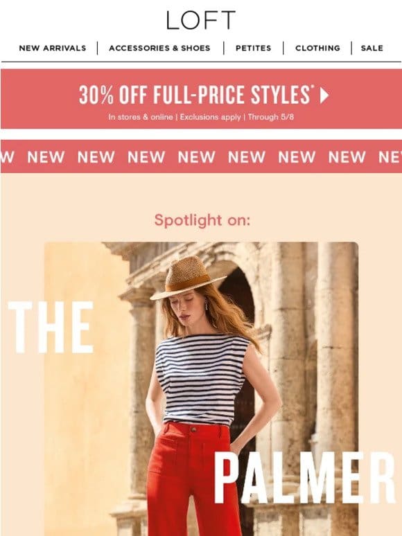 Our best-selling Palmer pant， summer-ified!
