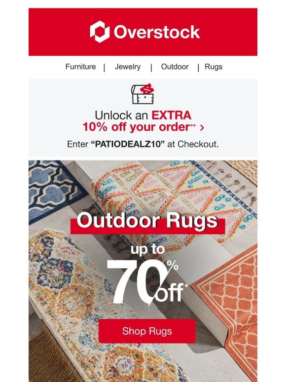 Outdoor Rug Scores! Up to 70% Off!