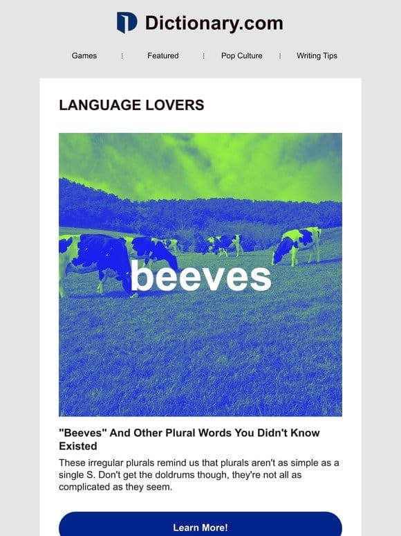 Peculiar Plurals: “Beeves，” “Kine，” “Sphinges，” & More!
