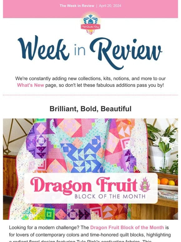 Perfect taste: a NEW Tula Pink Block of the Month and MORE!