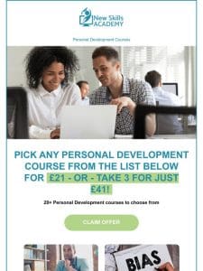 Personal Development Courses – One for £21 or Three for £41!