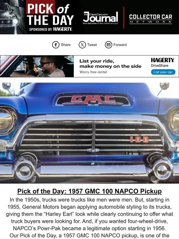 Pick of the Day: 1957 GMC 100 NAPCO Pickup