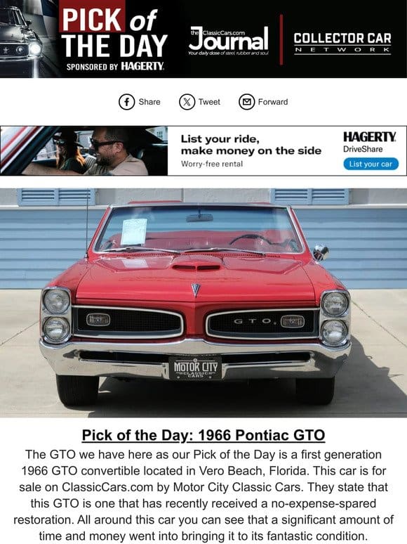 Pick of the Day: 1966 Pontiac GTO