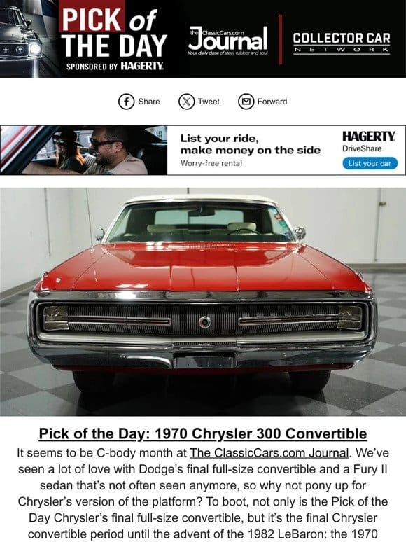 Pick of the Day: 1970 Chrysler 300 Convertible
