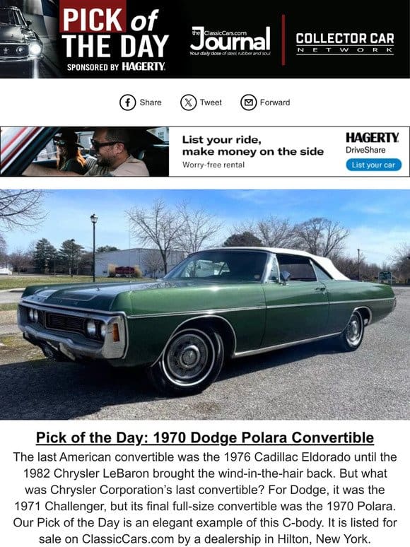 Pick of the Day: 1970 Dodge Polara Convertible