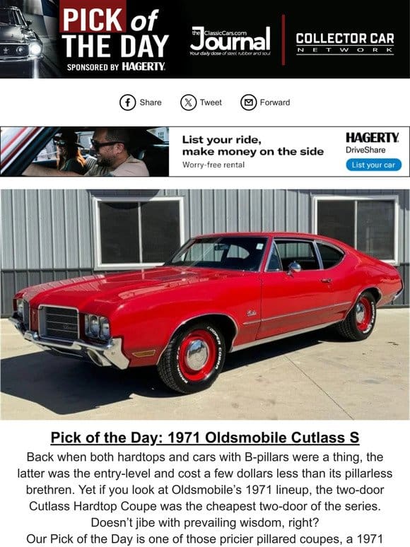 Pick of the Day: 1971 Oldsmobile Cutlass S