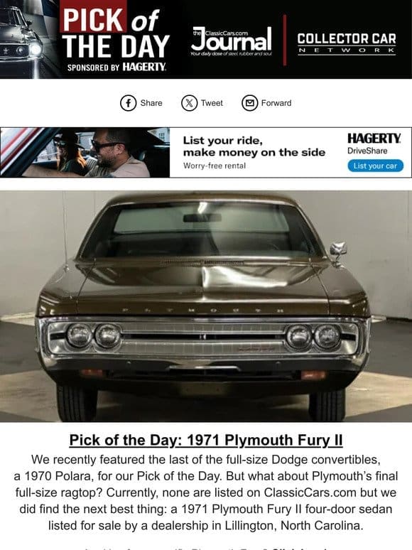 Pick of the Day: 1971 Plymouth Fury II