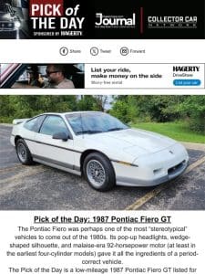 Pick of the Day: 1987 Pontiac Fiero GT