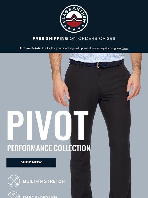Pivot: Our Brand-New Stretch Performance Bottoms
