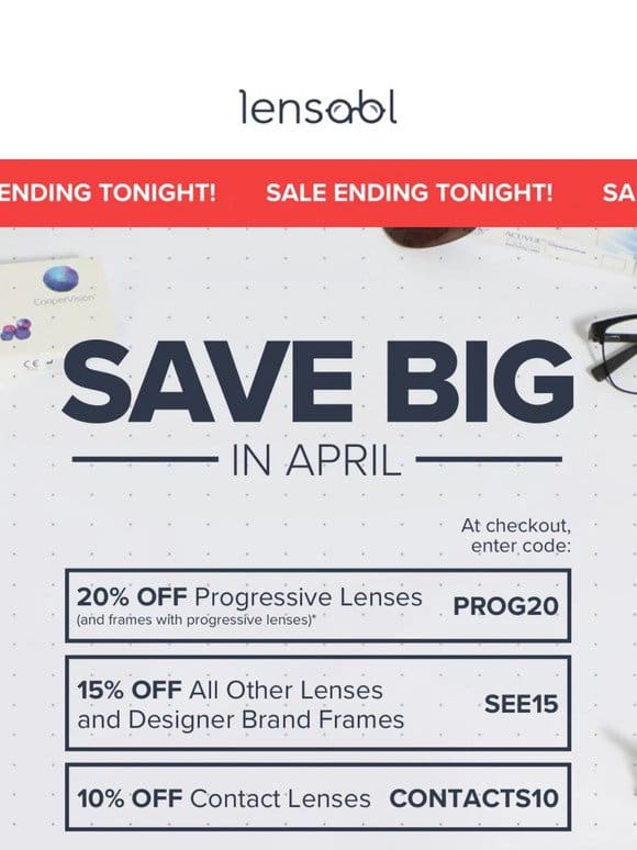 Progressive Lenses Sale Ends Tonight!