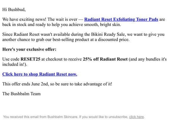 Radiant Reset is back in stock (with a special discount!)
