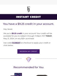Re: Your $9.25 credit
