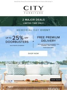 Ready， Set， SAVE   Doorbuster Deals + Free Premium Delivery Inside