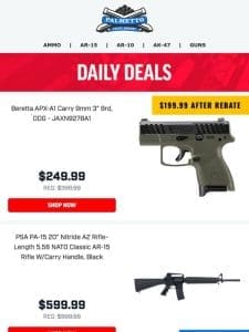 Rebate Deal! | Beretta APX A1 Carry Pistols $199.99 After Rebate!