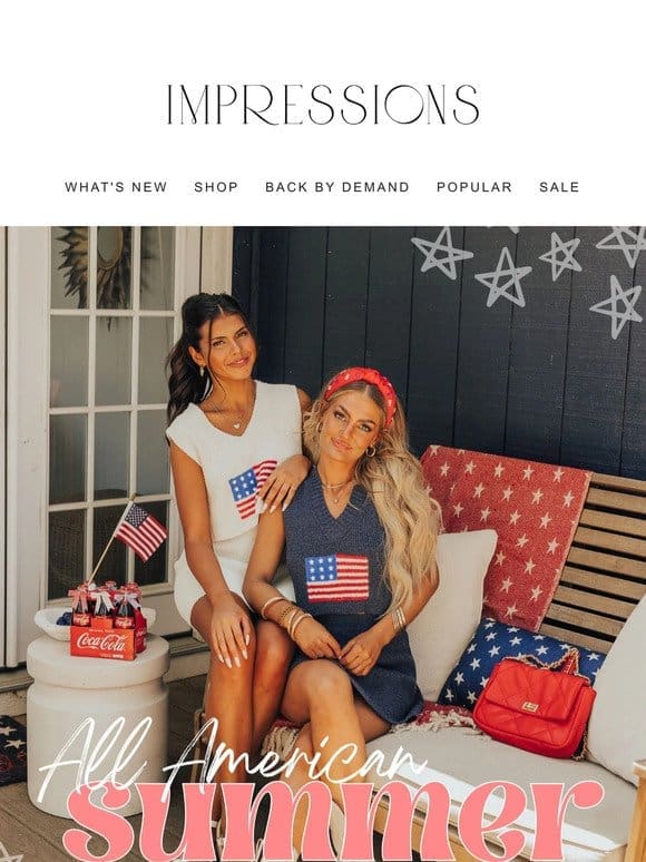 ???? Red， white， & NEW!! Shop the All American Summer collection!!