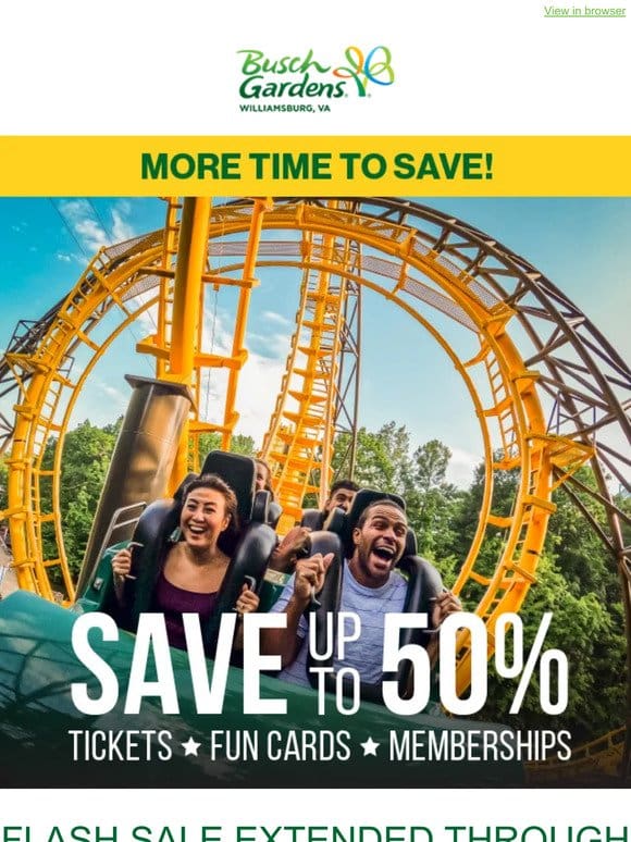 SALE EXTENDED! Save Up to 50% on Admission NOW!