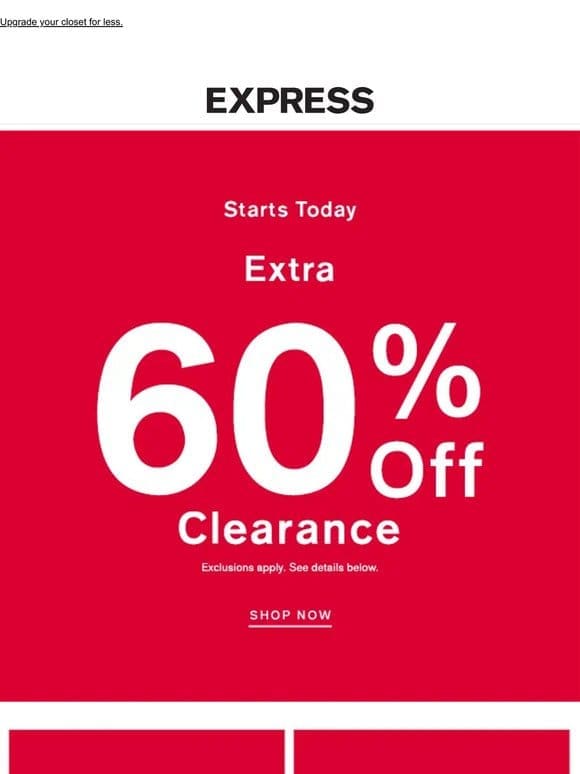 SALE: Extra 60% off clearance is on!